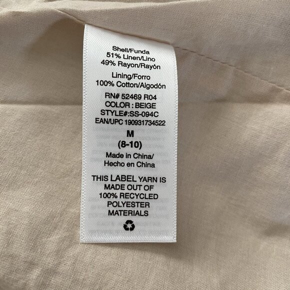 Scoop Linen Blend Scrunch Sleeve Blazer M Beige Jacket Shawl Collar Washable - Picture 8 of 13